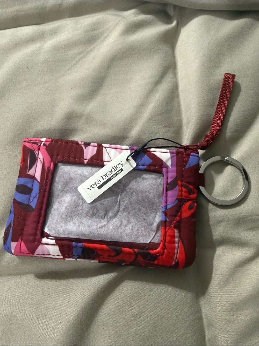 Vera Bradley Quilted Floral ID Wallet in Red, Pink & Purple